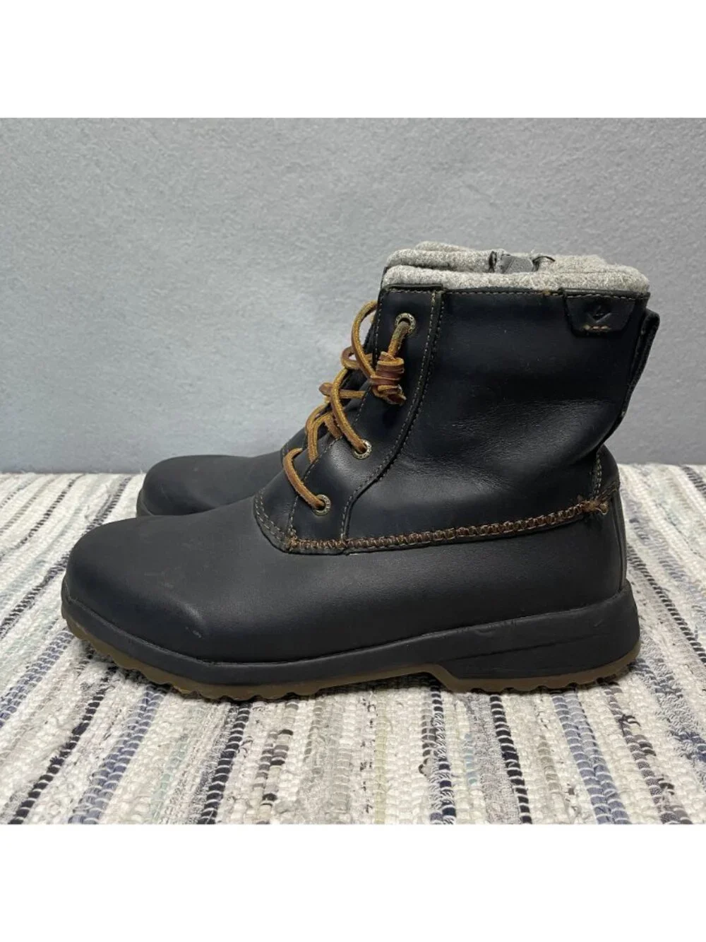 Sperry Top-Sider Maritime Repel Waterproof Snow Boots Black Felt Collar W 9.5 - Picture 3 of 9